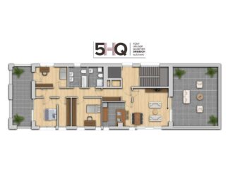 Grundriss einer 4-Zimmer-Penthouse Wohnung im 5HQ