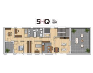 Grundriss einer 5-Zimmer-Penthouse Wohnung im 5HQ