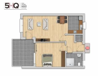 Grundriss einer 2-Zimmer-Wohnung im 5HQ